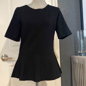 THEORY Black Short Sleeve Peplum Top